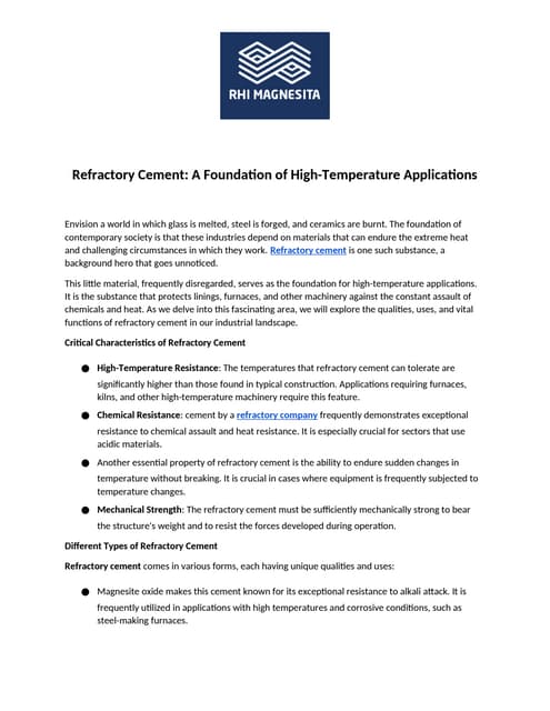 Refractory Cement A Foundation of HighTemperature Applications.docx