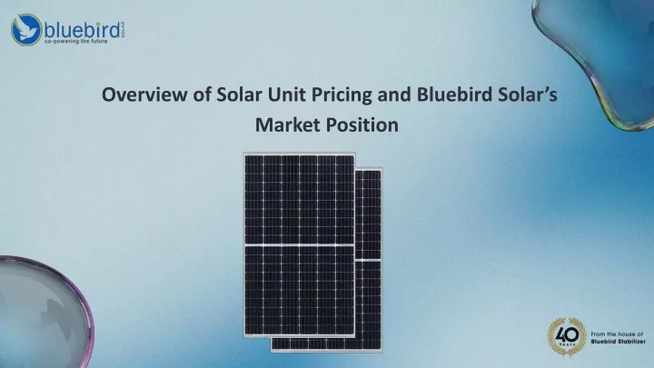 PPT - Solar Unit Pricing and Bluebird Solar’s Market Position