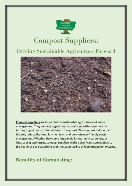 Compost Suppliers: Driving Sustainable Agriculture Forward | PDF