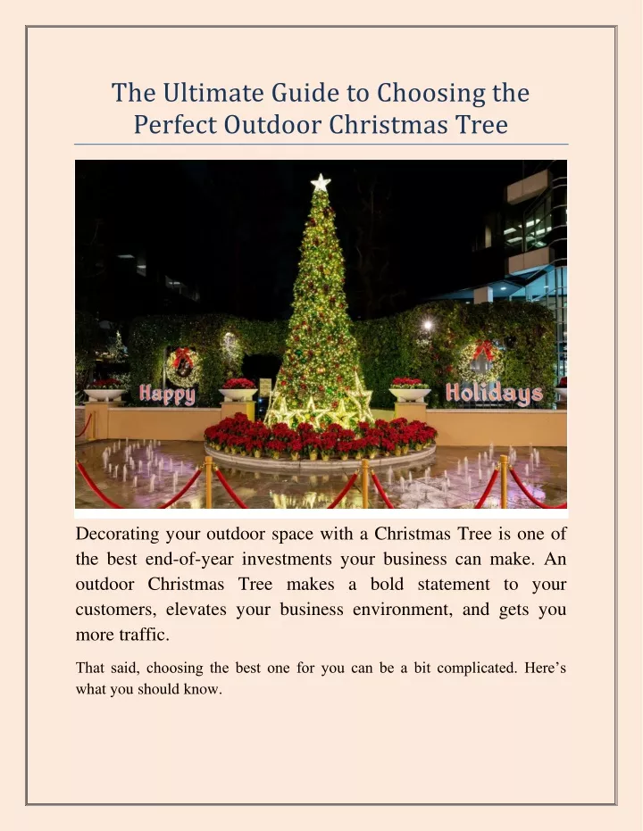 PPT - The Ultimate Guide to Choosing the Perfect Outdoor Christmas Tree PowerPoint Presentation - ID:13582093