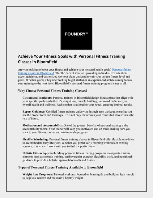 Achieve Your Fitness Goals with Personal Fitness Training Classes in Bloomfield.pdf