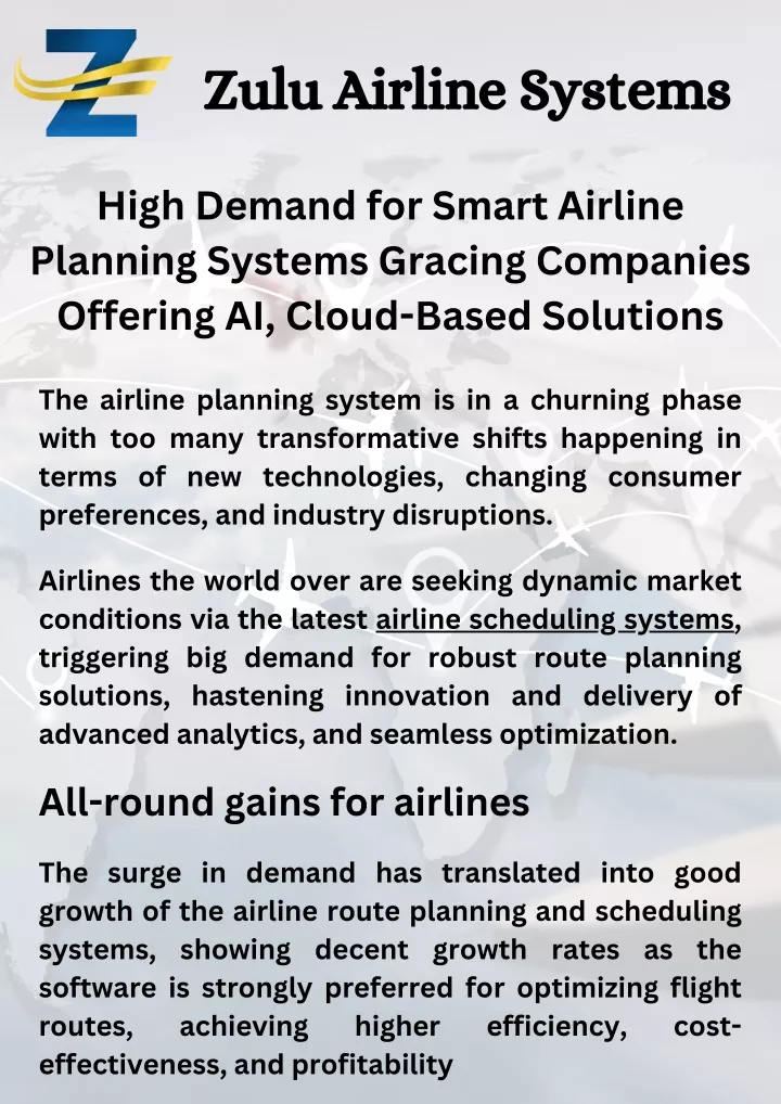 PPT - High Demand for Smart Airline Planning Systems Gracing Companies Offering AI PowerPoint Presentation - ID:13654679