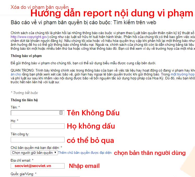 Hướng dẫn report báo cáo nội dung vi phạm bản quyền online