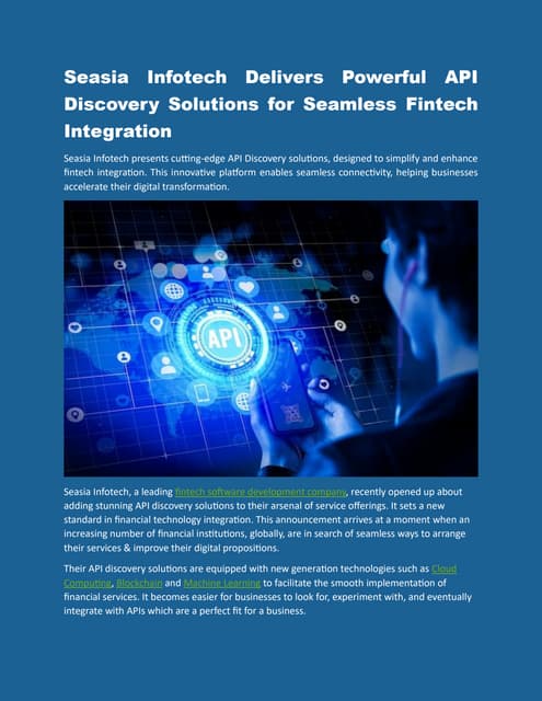 Seasia Infotech Delivers Powerful API Discovery Solutions for Seamless Fintech Integration.pdf | Free Download