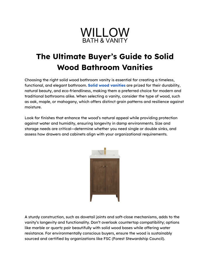 PPT - The Ultimate Buyer’s Guide to Solid Wood Bathroom Vanities PowerPoint Presentation - ID:13741456