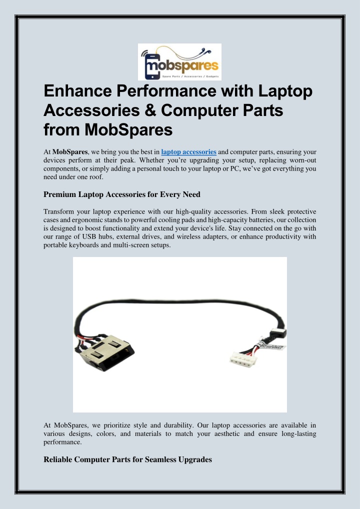 PPT - Enhance Performance with Laptop Accessories & Computer Parts from MobSpares PowerPoint Presentation - ID:13720102