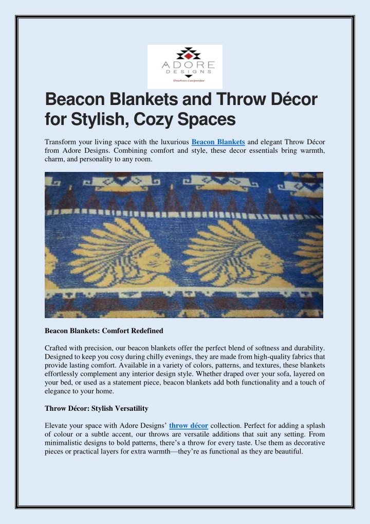 PPT - Beacon Blankets and Throw Décor for Stylish, Cozy Spaces PowerPoint Presentation - ID:13736672