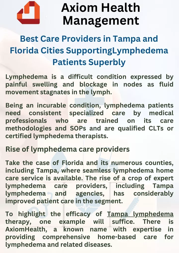 PPT - Best Care Providers in Tampa and Florida Cities Supporting Lymphedema Patients PowerPoint Presentation - ID:13660341