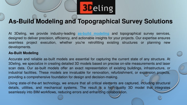 PPT - As-Build Modeling and Topographical Survey Solutions PowerPoint Presentation - ID:13736145