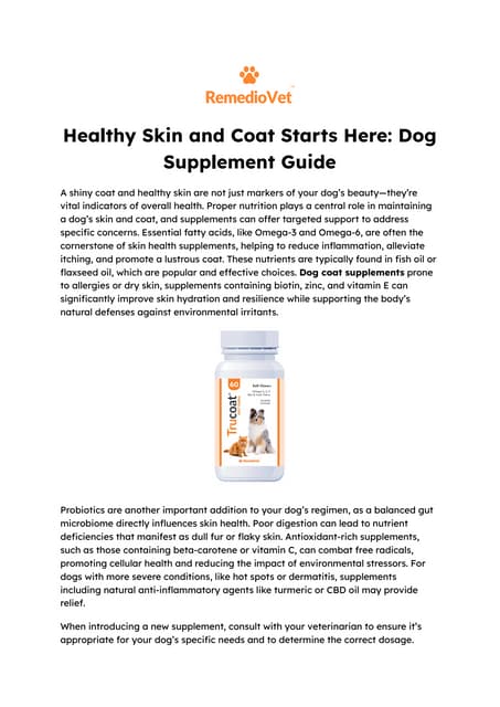 Healthy Skin and Coat Starts Here: Dog Supplement Guide | PDF | Free Download