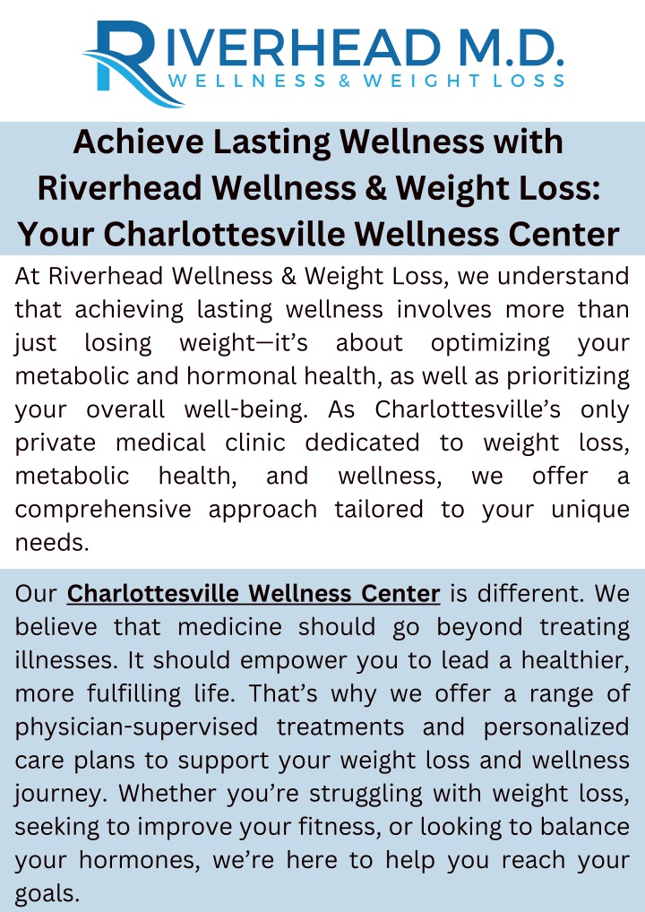 PPT - Achieve Lasting Wellness with Riverhead Wellness & Weight Loss PowerPoint Presentation - ID:13731479