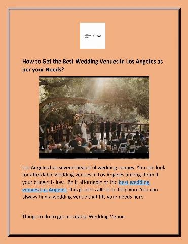 How to Get the Best Wedding Venues in Los Angeles as per your Needs?