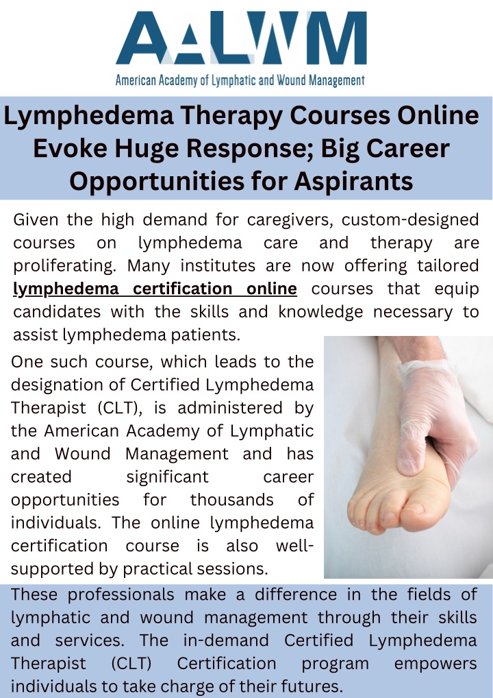 PPT - Lymphedema Therapy Courses Online Evoke Huge Response; Big Career Opportunities PowerPoint Presentation - ID:13829849