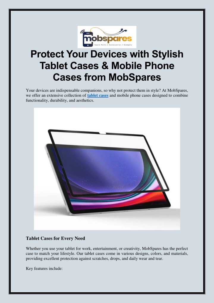 PPT - Protect Your Devices with Stylish Tablet Cases & Mobile Phone Cases from MobSpares PowerPoint Presentation - ID:13797951