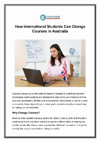 How International Students Can Change Courses in Australia