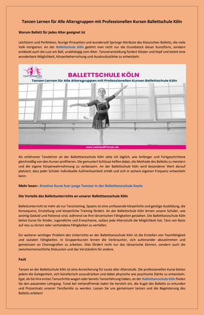 Entdecken Sie Ihre Leidenschaft fuer Ballettschule Koeln | PDF