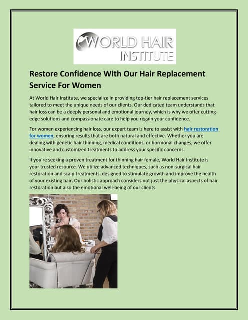 Restore Confidence With Our Hair Replacement Service For Women | PDF