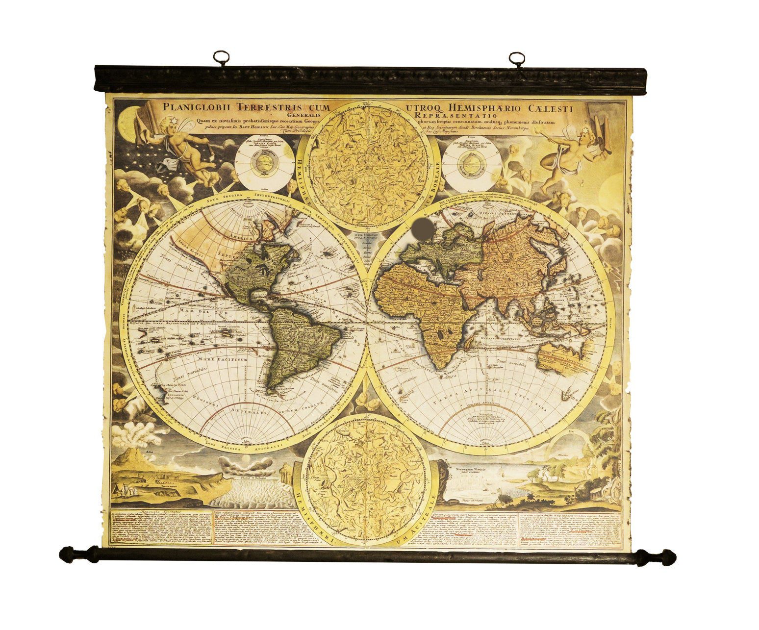 1700 World Hemisphere Map | Antique Frame | Oldmapster