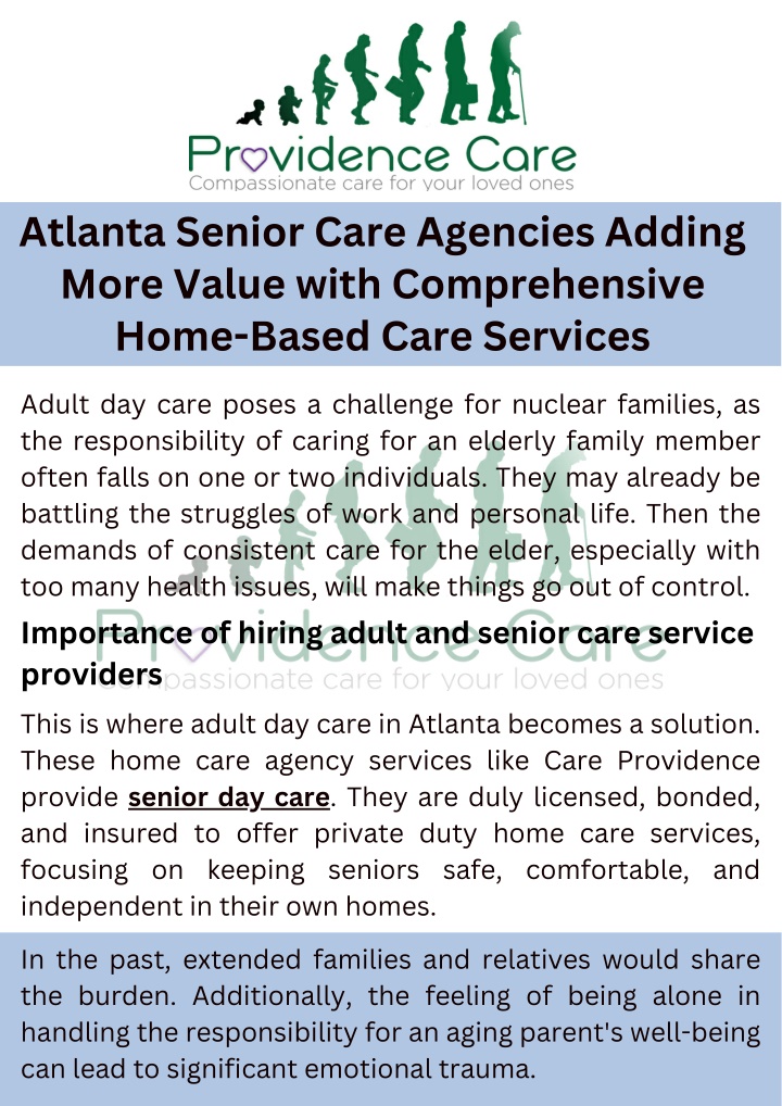 Atlanta Senior Care Agencies Adding More Value with Comprehensive Home-Based Care Services