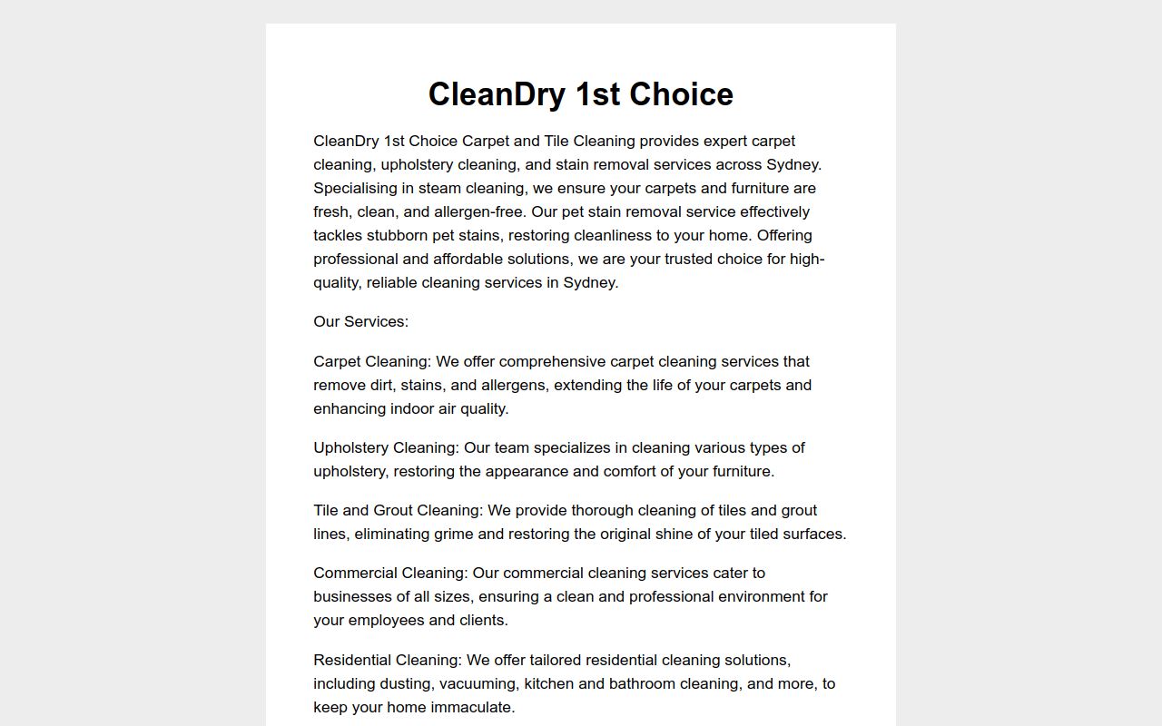 CleanDry 1st Choice