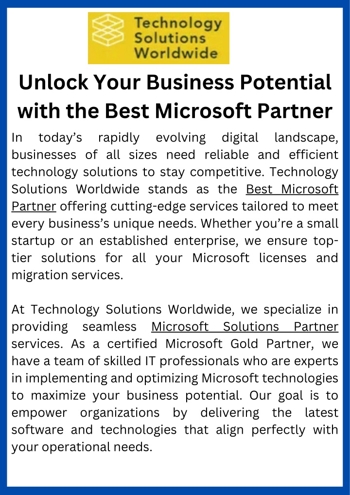 Unlock Your Business Potential with the Best Microsoft Partner