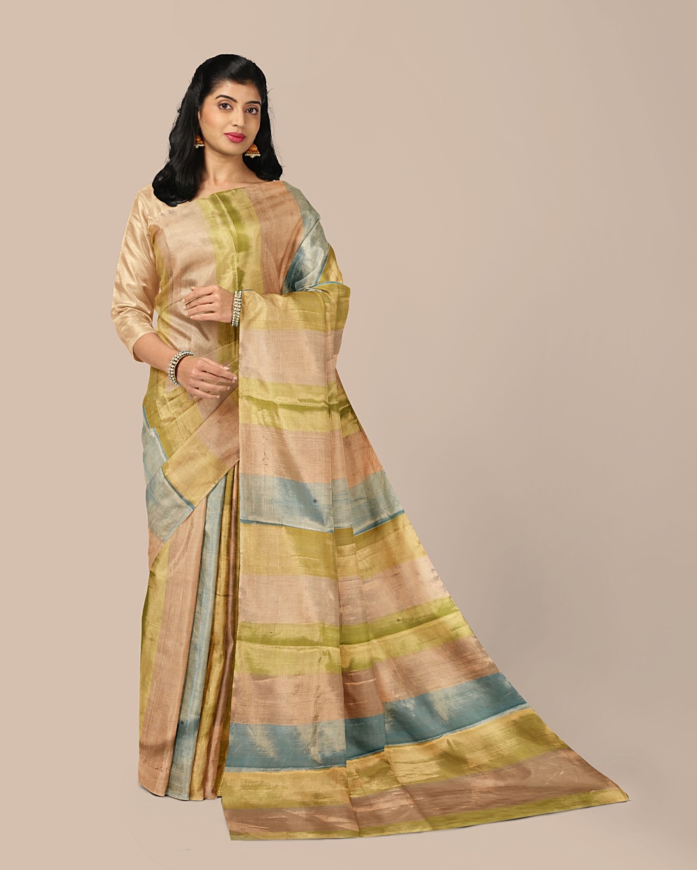 Traditional chanderi  Silk Saree with Modern Pastel Color Palette - The House of Chanderi