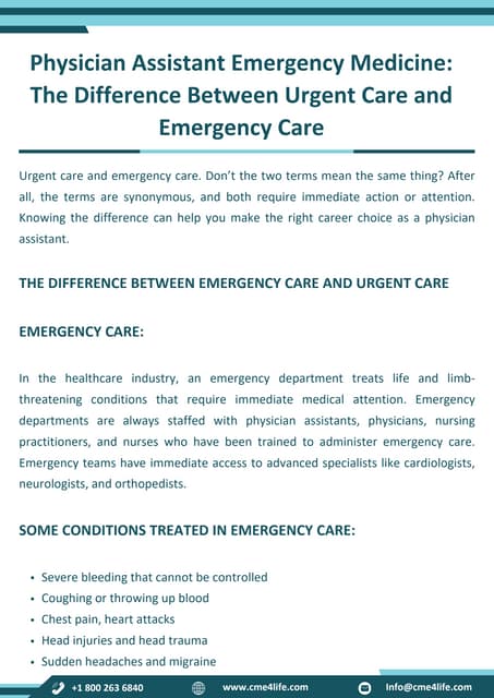 Physician Assistant Emergency Medicine The Difference Between Urgent Care and Emergency Care.pdf