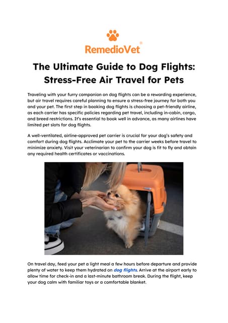 The Ultimate Guide to Dog Flights: Stress-Free Air Travel for Pets | PDF