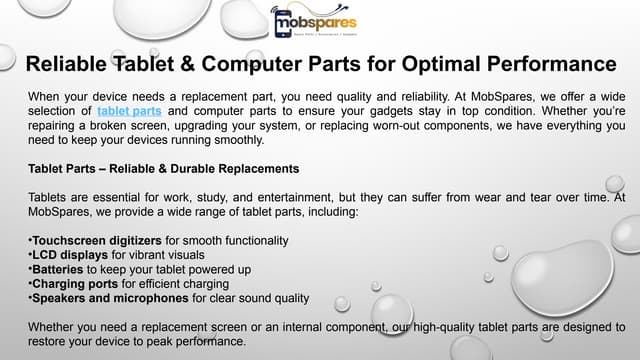 Reliable Tablet & Computer Parts for Optimal Performance | PPT