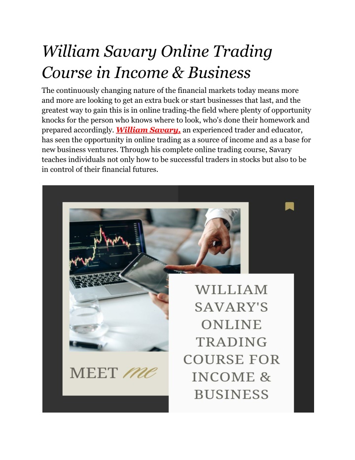 PPT - William Savary Online Trading Course in Income & Business PowerPoint Presentation - ID:13850156