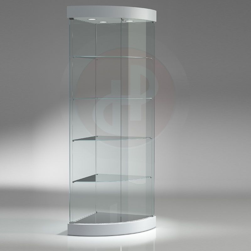 Curved 2 tall corner display cabinet 58cm deep - Glass Display Cabinets- Planet Display