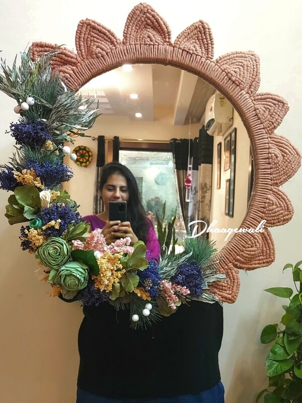 Buy Handcrafted Macrame Dry Flower Mirror – Custom Options!