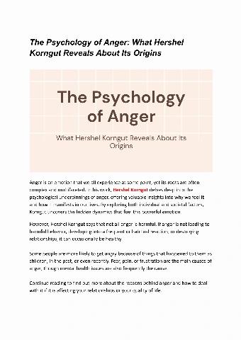 The Psychology of Anger What Hershel Korngut Reveals About Its Origins