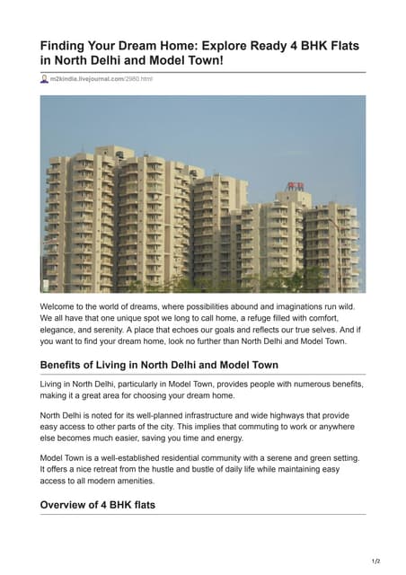 Finding Your Dream Home Explore Ready 4 BHK Flats in North Delhi and Model Town!.pdf