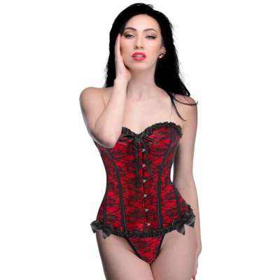 Scarlet Seduction Lace-up Corset and Thong - Large Profile Picture