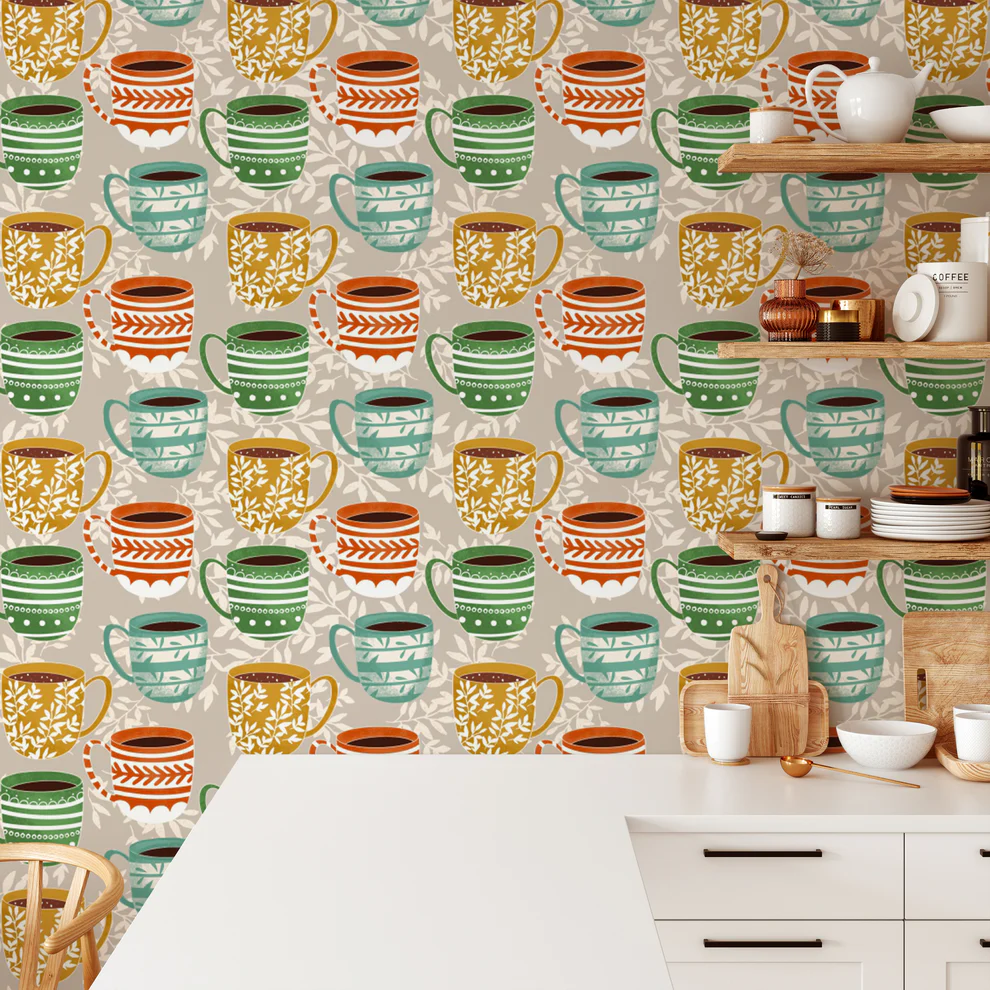 How Coffee Cup-Themed Wallpaper Can Elevate Your Kitchen Aesthetic