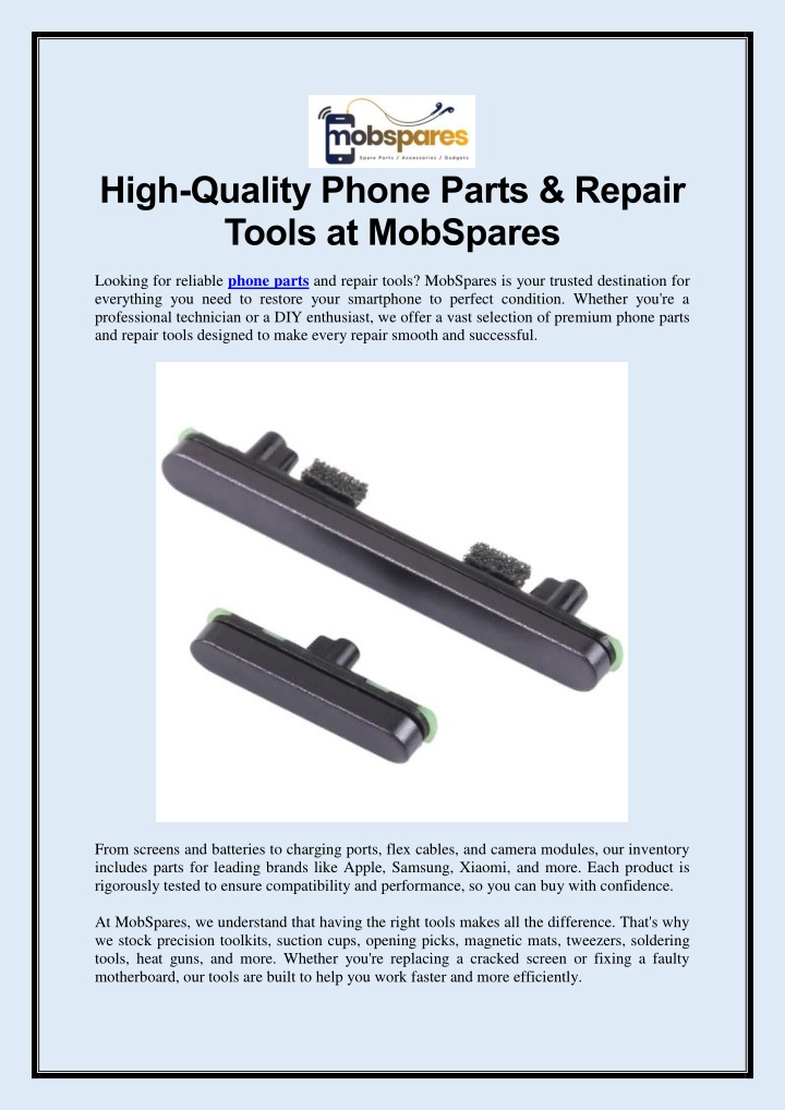 PPT - High-Quality Phone Parts & Repair Tools at MobSpares PowerPoint Presentation - ID:14131941
