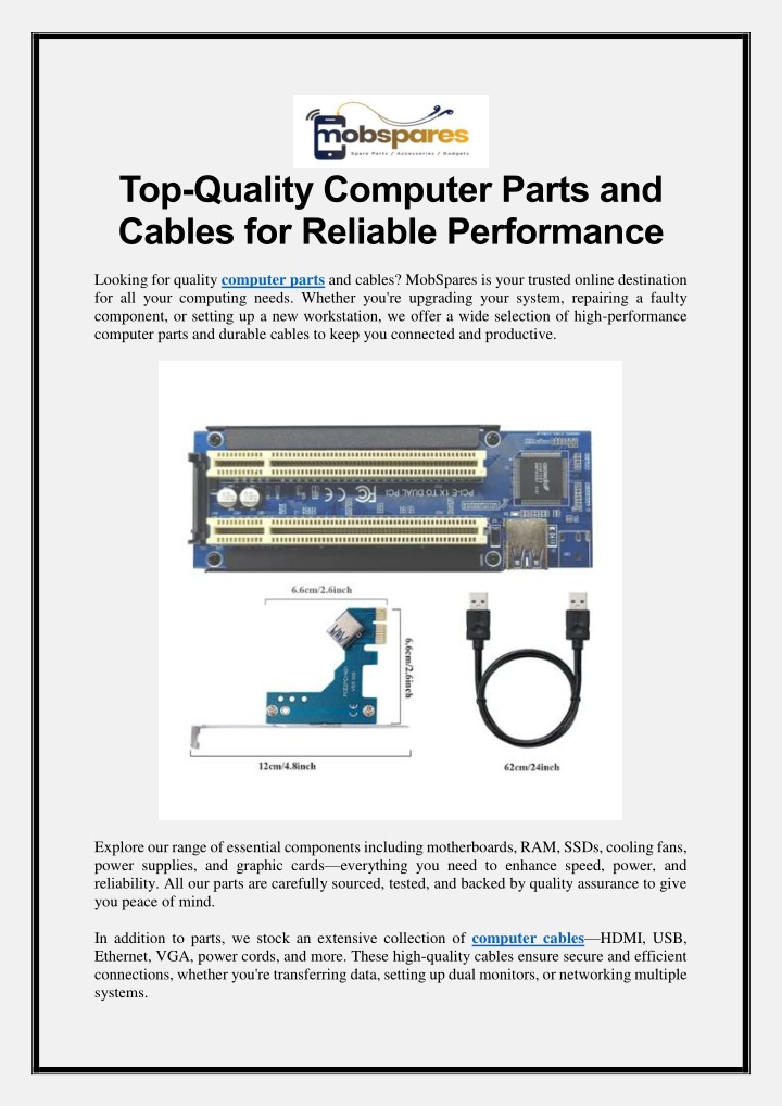 PPT - Top-Quality Computer Parts and Cables for Reliable Performance PowerPoint Presentation - ID:14210982