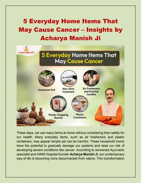 5 Everyday Home Items That May Cause Cancer – Insights by Acharya Manish Ji | PDF