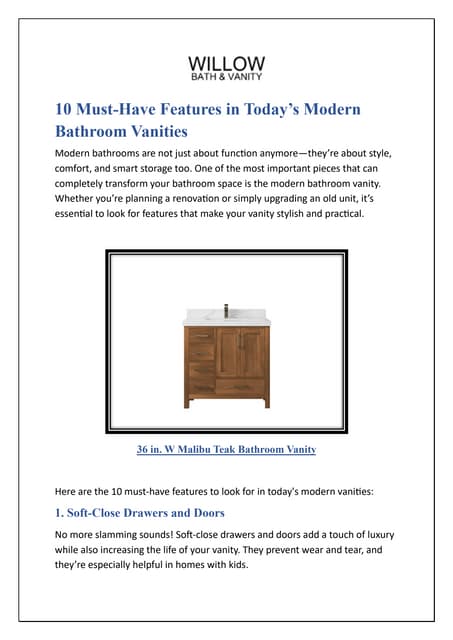 10 Must-Have Features in Today’s Modern Bathroom Vanities | PDF