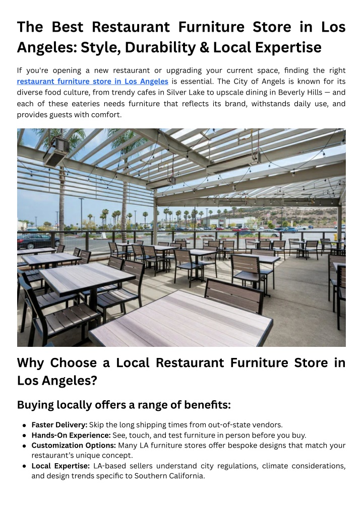 PPT - The Best Restaurant Furniture Store in Los Angeles Style, Durability & Local Expertise PowerPoint Presentation - ID:14202720