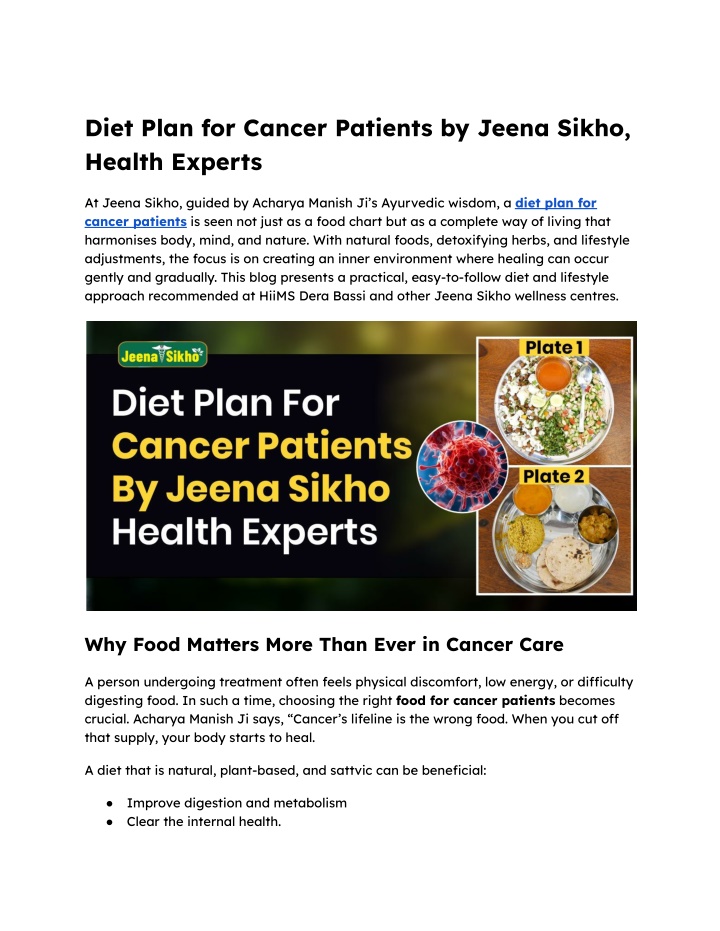 PPT - Top Diet Plan for Cancer Patients by Jeena Sikho, Health Experts PowerPoint Presentation - ID:14303441