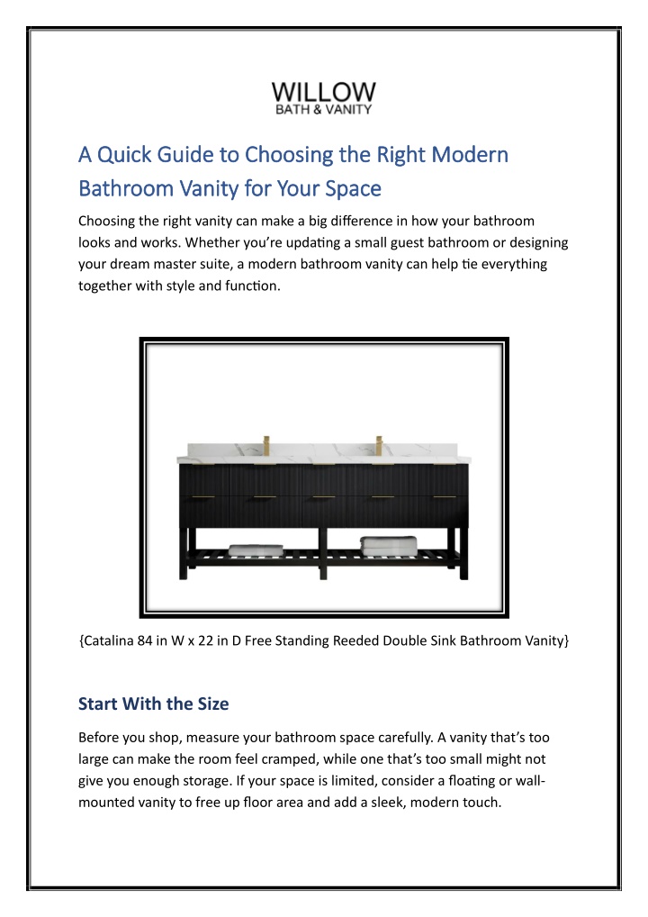 PPT - A Quick Guide to Choosing the Right Modern Bathroom Vanity for Your Space PowerPoint Presentation - ID:14262354