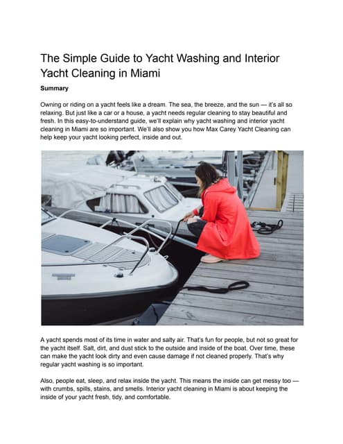 The Simple Guide to Yacht Washing and Interior Yacht Cleaning in Miami | PDF