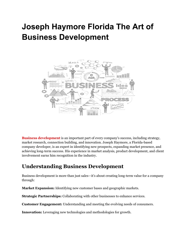 PPT - Joseph Haymore Florida: Mastering the Art of Business Development PowerPoint Presentation - ID:13962984