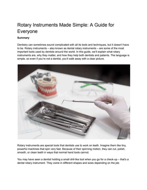 Rotary Instruments Made Simple - A Guide for Everyone