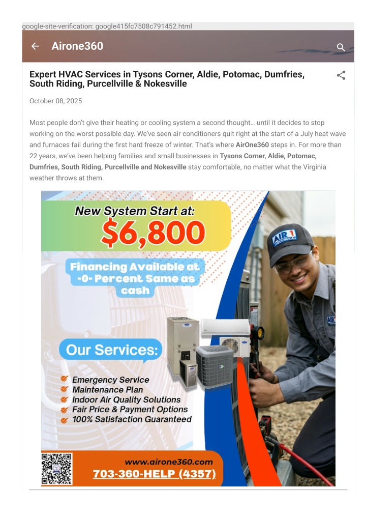 PPT - Expert HVAC Services in Tysons Corner, Aldie, Potomac, Dumfries, South Riding PowerPoint Presentation - ID:14583643