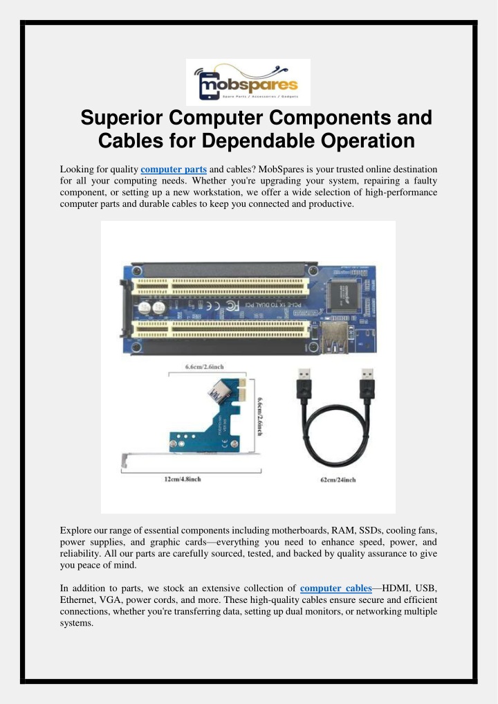 PPT - Superior Computer Components and Cables for Dependable Operation PowerPoint Presentation - ID:14577759