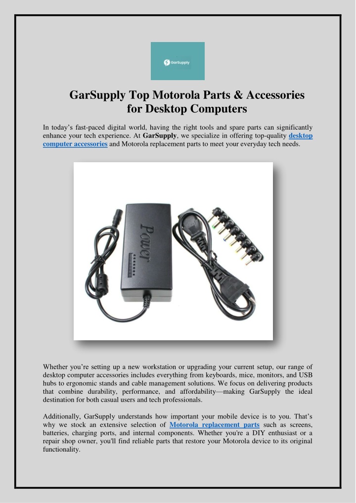 PPT - GarSupply Top Motorola Parts & Accessories for Desktop Computers PowerPoint Presentation - ID:14576971