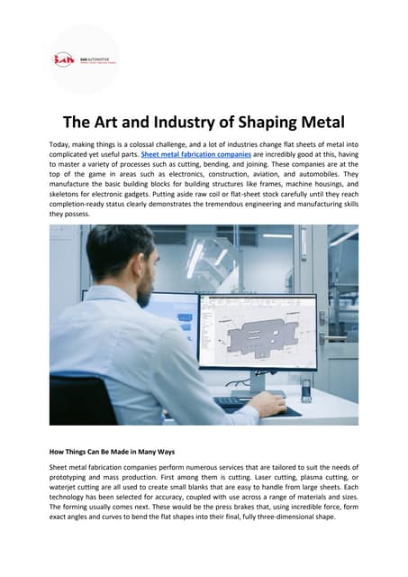 The Art and Industry of Shaping Metal - SAN Automotive | PDF